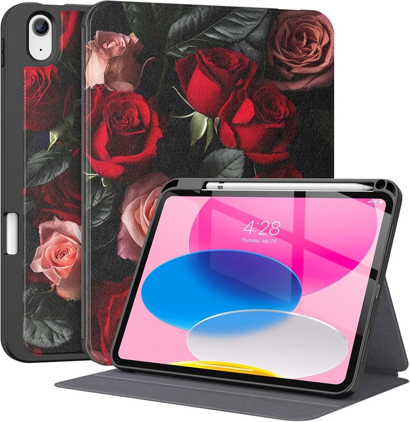 Supveco حافظة لجهاز iPad (A16) الجيل 11 بحجم 11 بوصة (2025)، iPad الجيل 10 بحجم 10.9 بوصة (2022) مع حامل قلم - [استيقاظ/نوم تلقائي]، حافظة فاخرة مع قاعدة قابلة للطي وغطاء خلفي ناعم من TPU - وردي - Image 1
